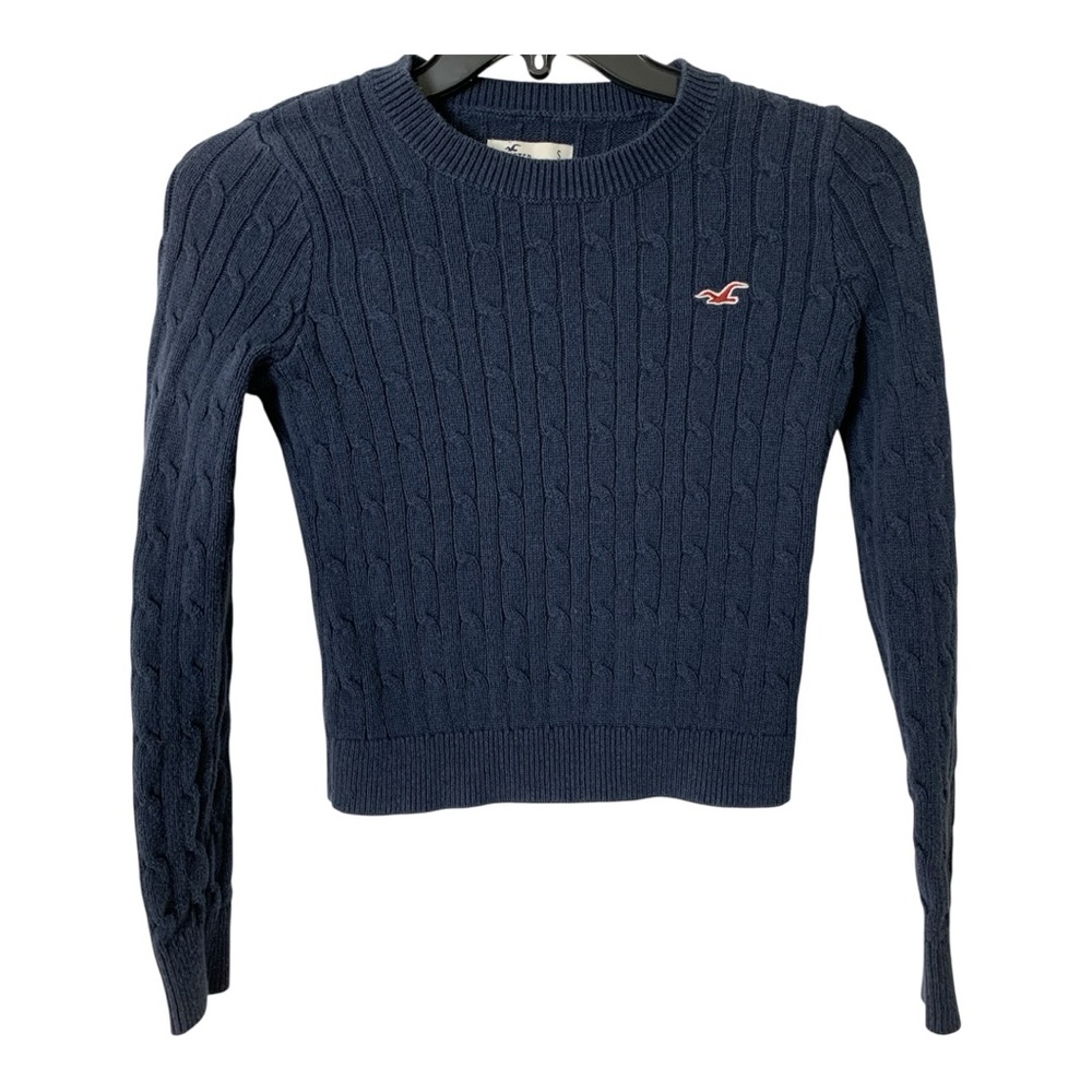 Hollister Dark Blue Cable Knit Sweater Sz S